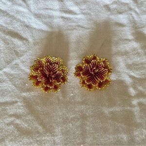 Floral beaded post earrings